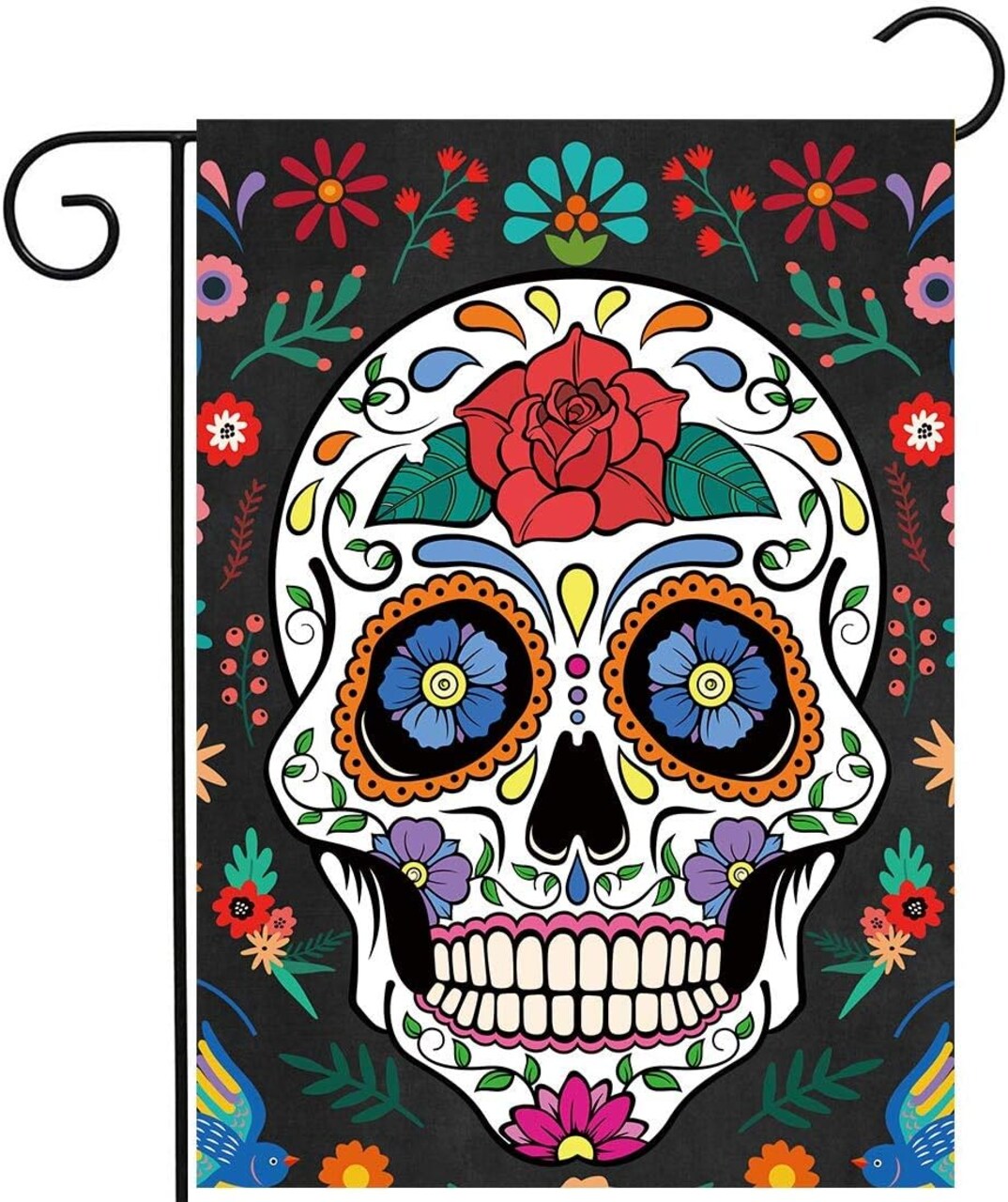 Day of the Dead Garden Flag Dia DE Los Muertos Banner (Multicolor) 18"L x 12"W